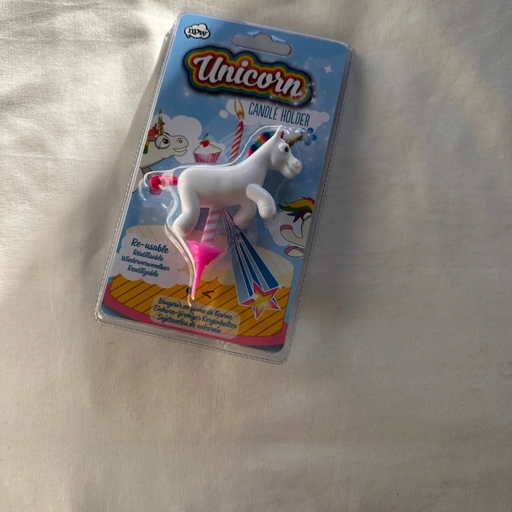 NPW Reusable Unicorn Rainbow Candle Holder NIP